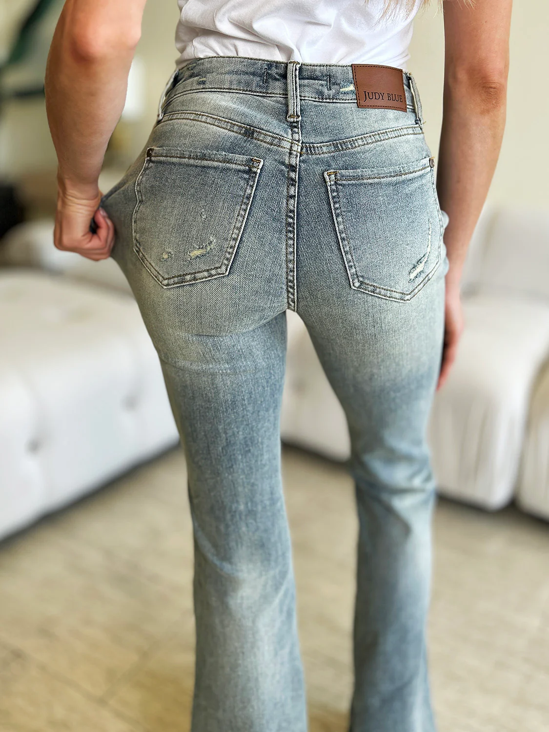 Blue Full Size High Waist Flare Jeans