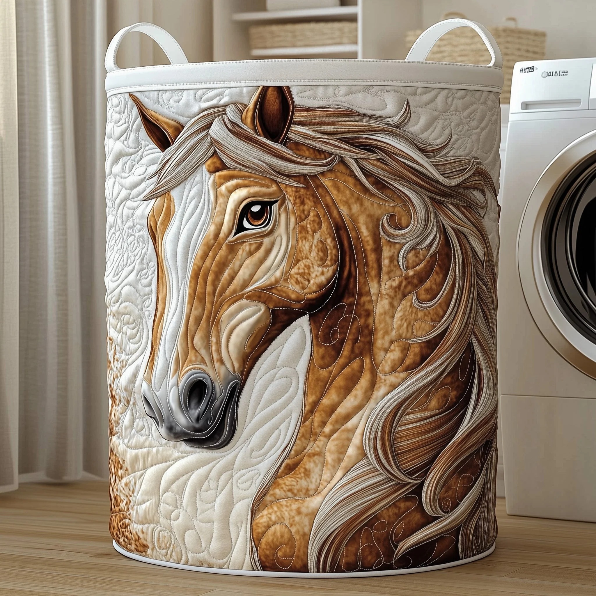Funky Horse Quilted Laundry Basket – 2026 New 3D Textured Craft Design