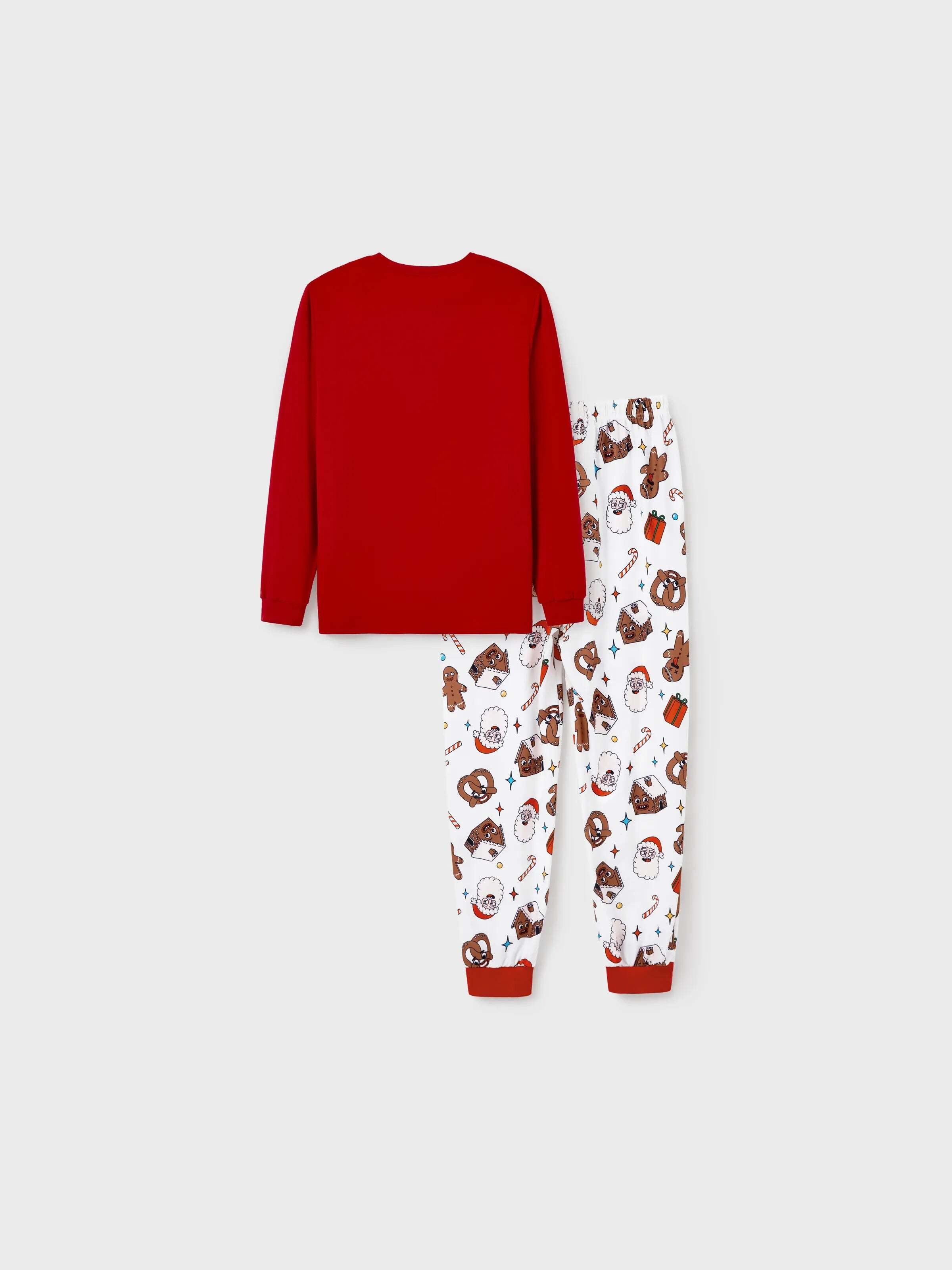 Christmas Matching Family Pajamas Set Gingerbread and Santa PJS with Christmas Socks Red