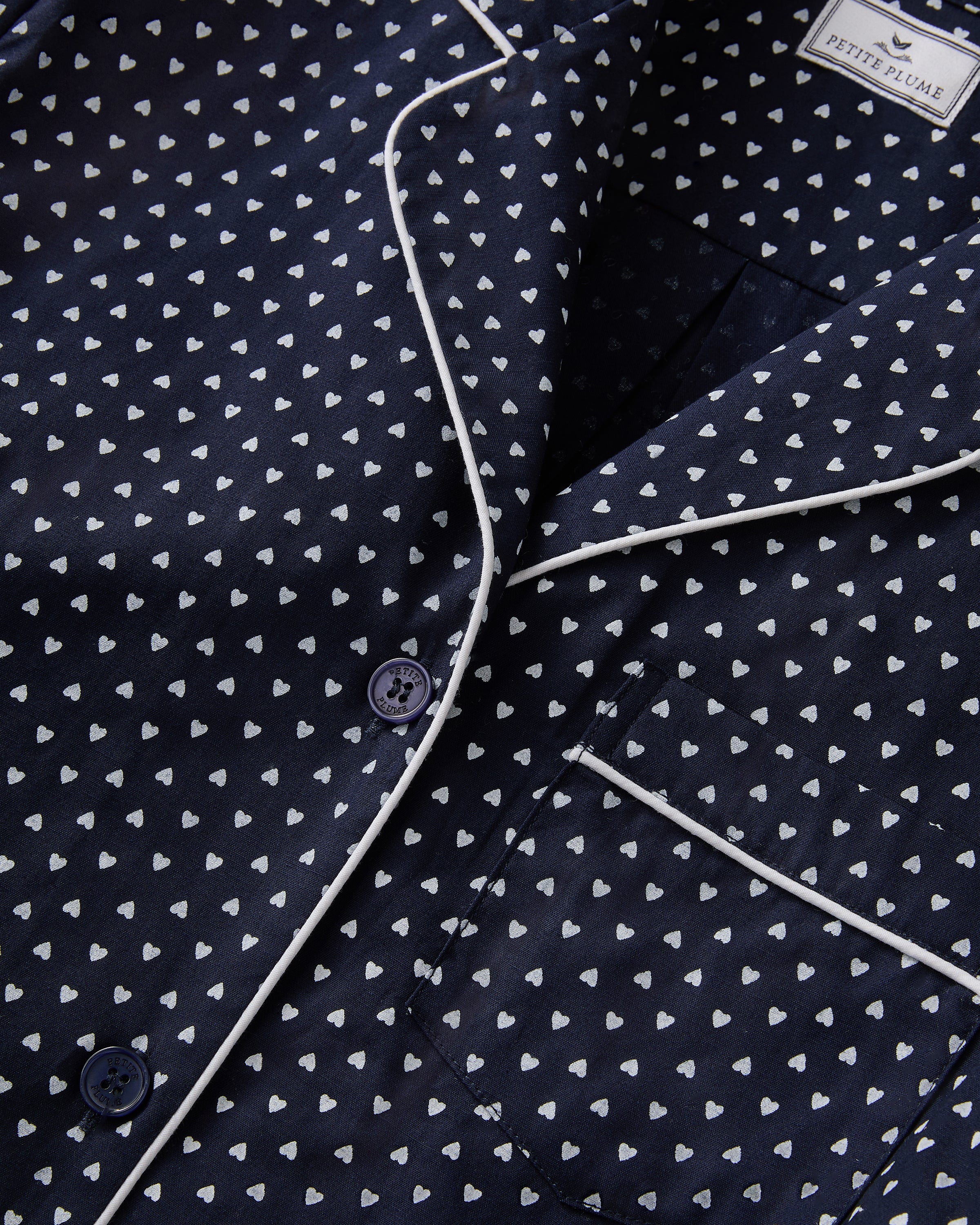 Women's Twill Pajama Set in Midnight Hearts