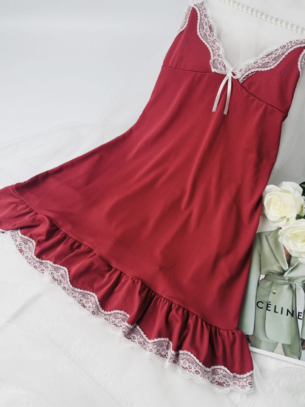 Christmas Halloween Halter Deep V Lace Nightgowns