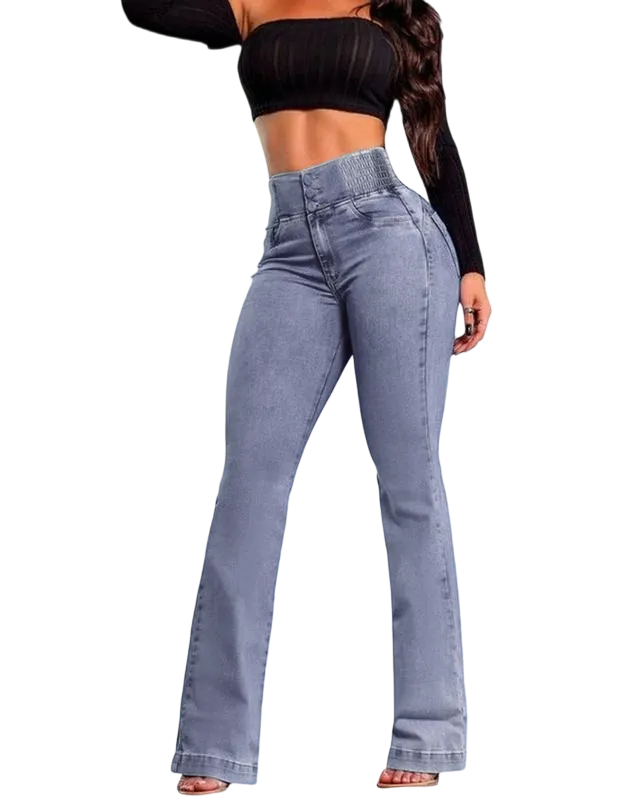 2025 Elastic Waist High Waist Stretch Tights Slightly Flared Hip Lift Denim