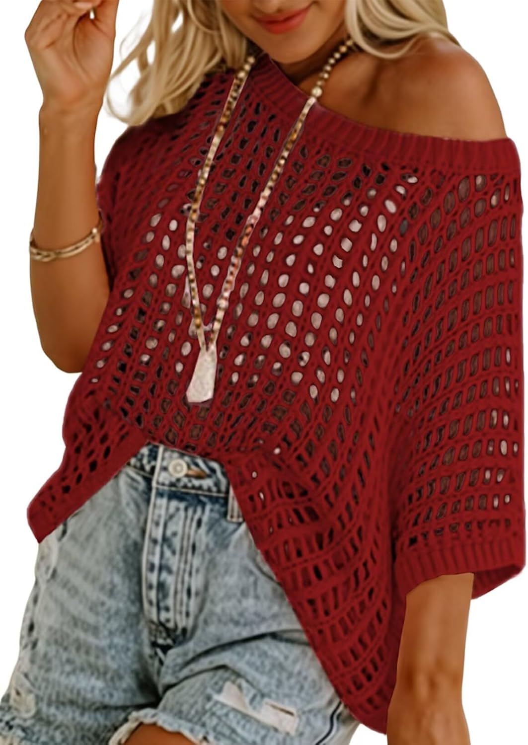 Women's Summer Crew-Neck Short-Sleeve Knit Top