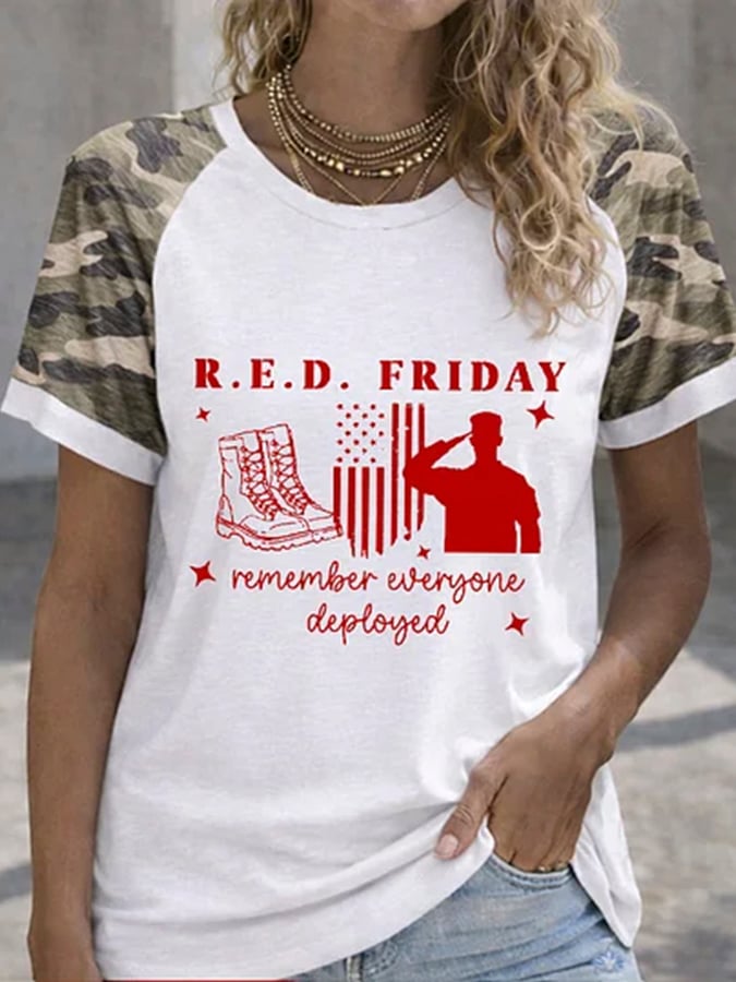 Women's Red Friday Print T-Shirt