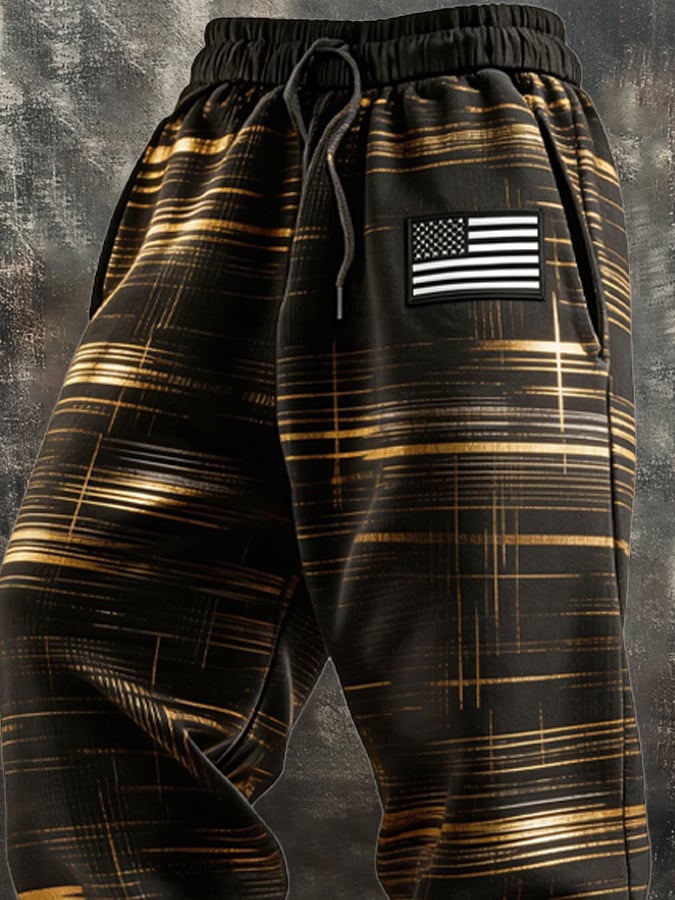 Men's Retro Outdoor Color Block Patriot Sports Pants