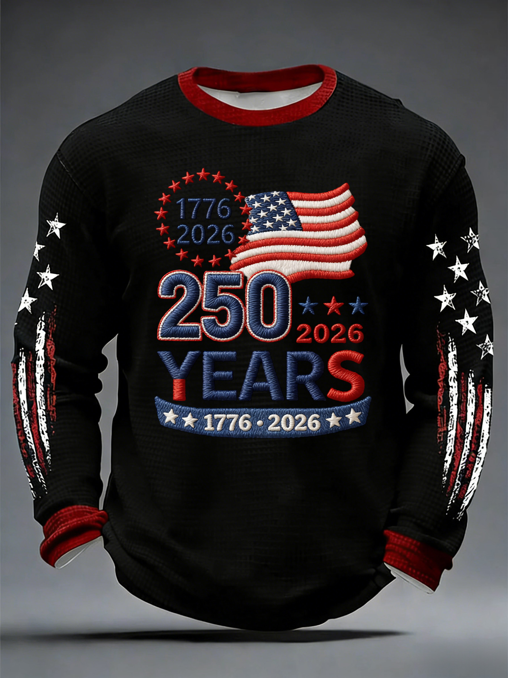 Unisex 250Th Anniversary Celebration Waffle Round Neck Long Sleeve T-Shirt