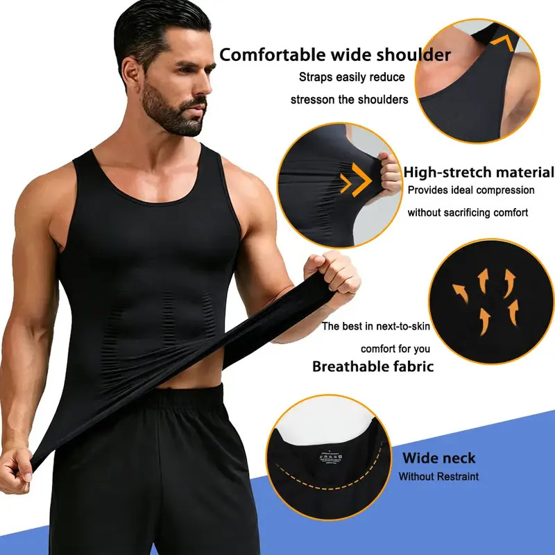 Men's Crew-Neck Compression Shaping Tank Top
