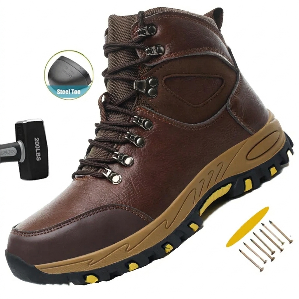 Men's Waterproof Safety Boots – Rugged Steel-Toe Work Boots with Crush and Puncture Resistance