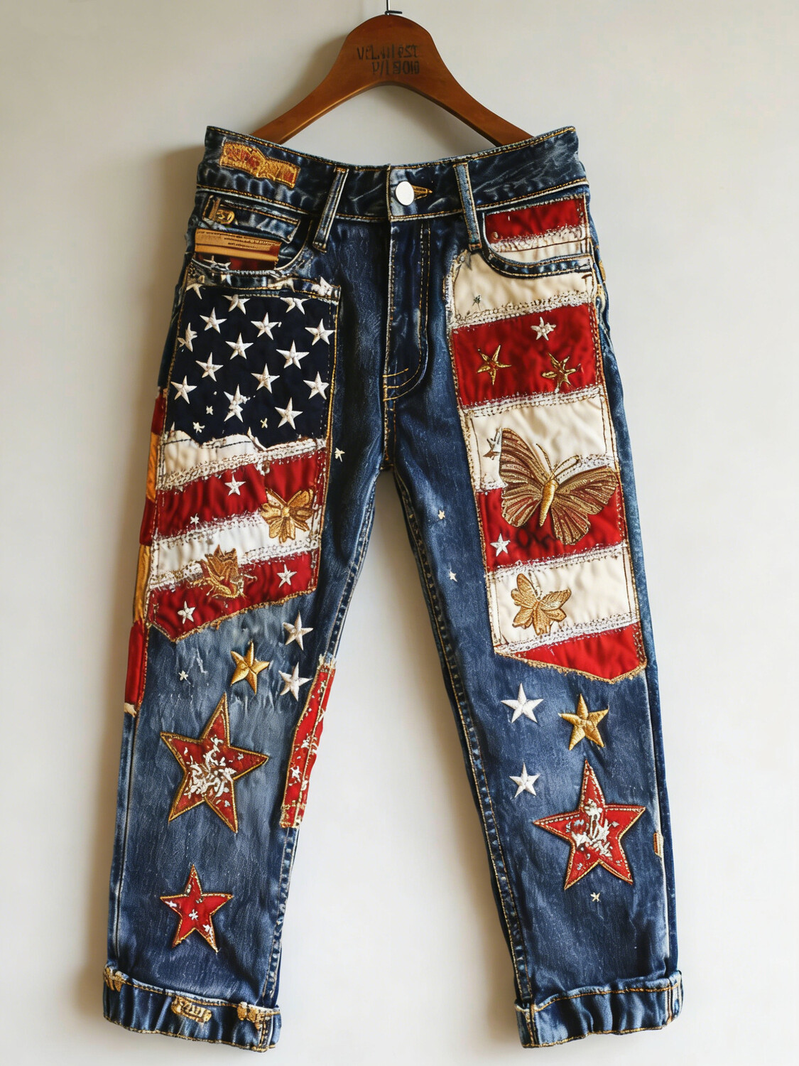 Men's Stars Stripes Butterfly Print Casual Pants
