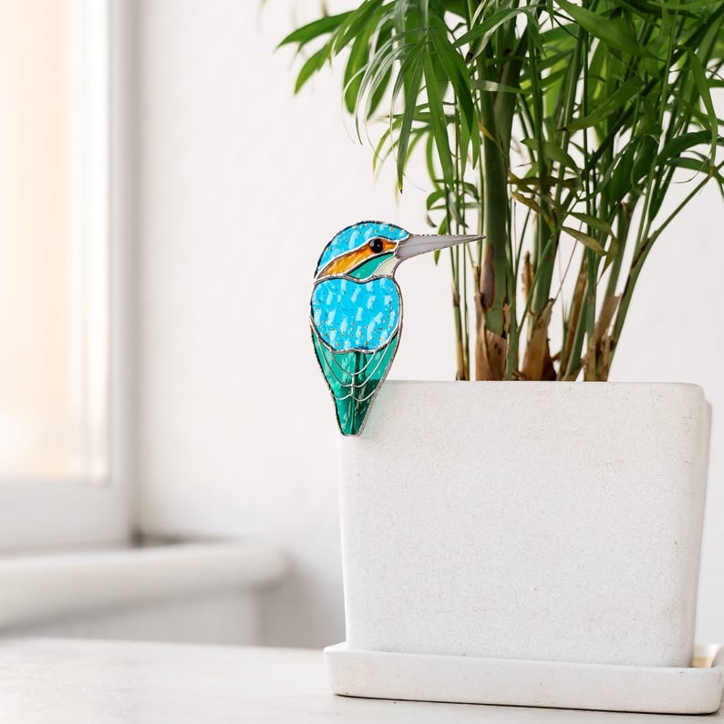 Stained Glass Kingfisher Suncatcher Decoration