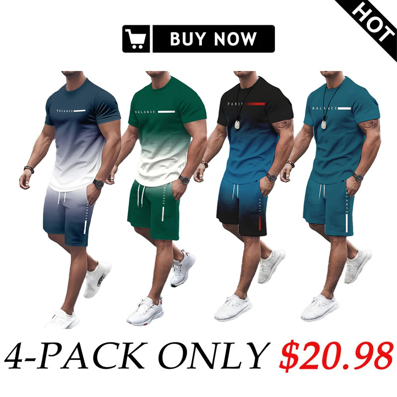 Men's Gradient Fitness Short Sleeve Set