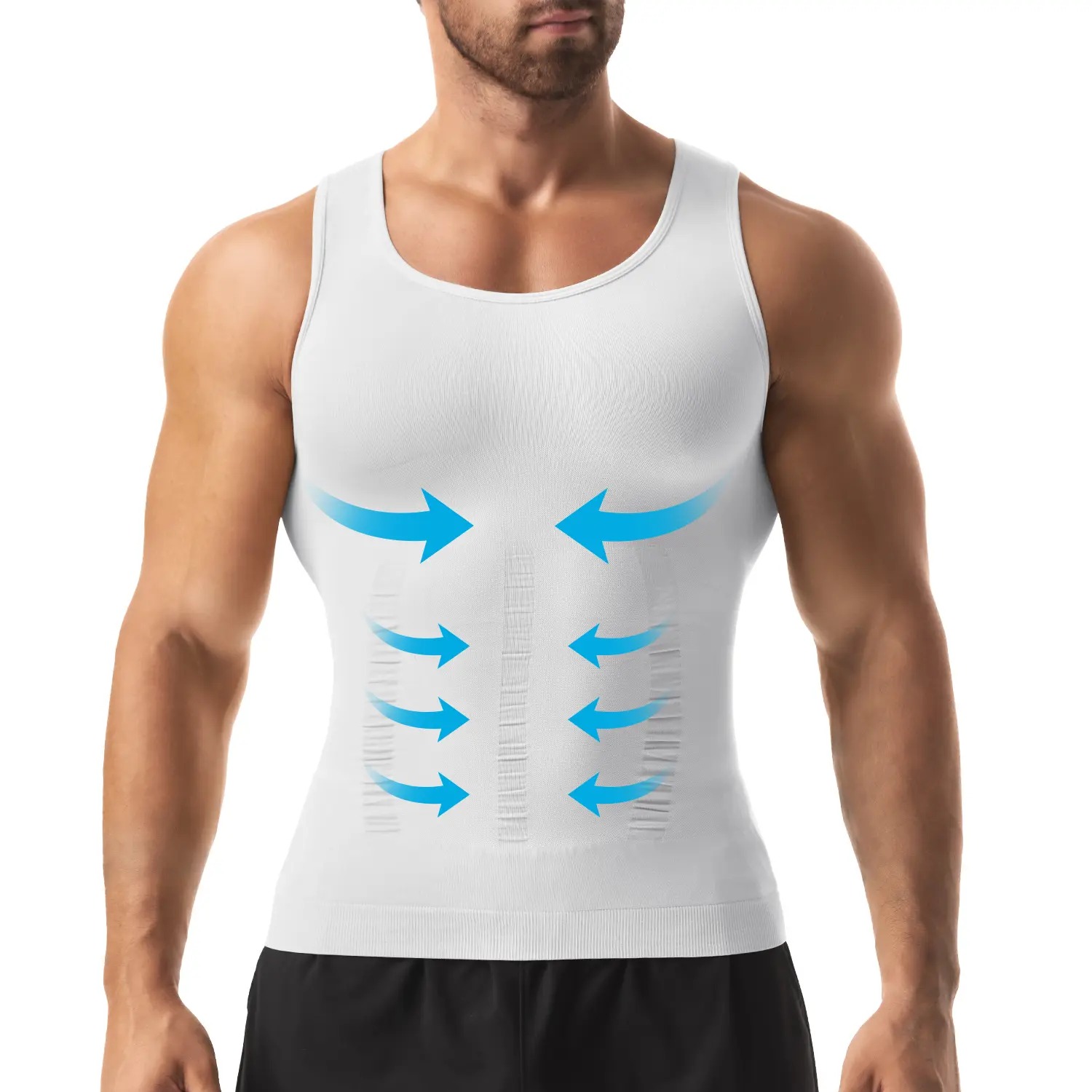 Menswear Compression Shirt Tummy Control Workout Tank Tops Shapewear Body Shaper Breathable Elastic Lightweight Soft Stretchy Shirt Suits Fabric Clothes Athletic Activewear