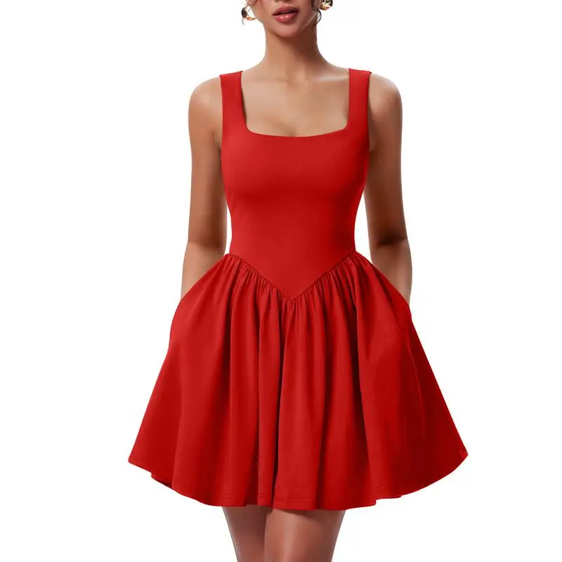 Lady's summer sleeveless V-neck A-line skirt (Just $3 Each!)