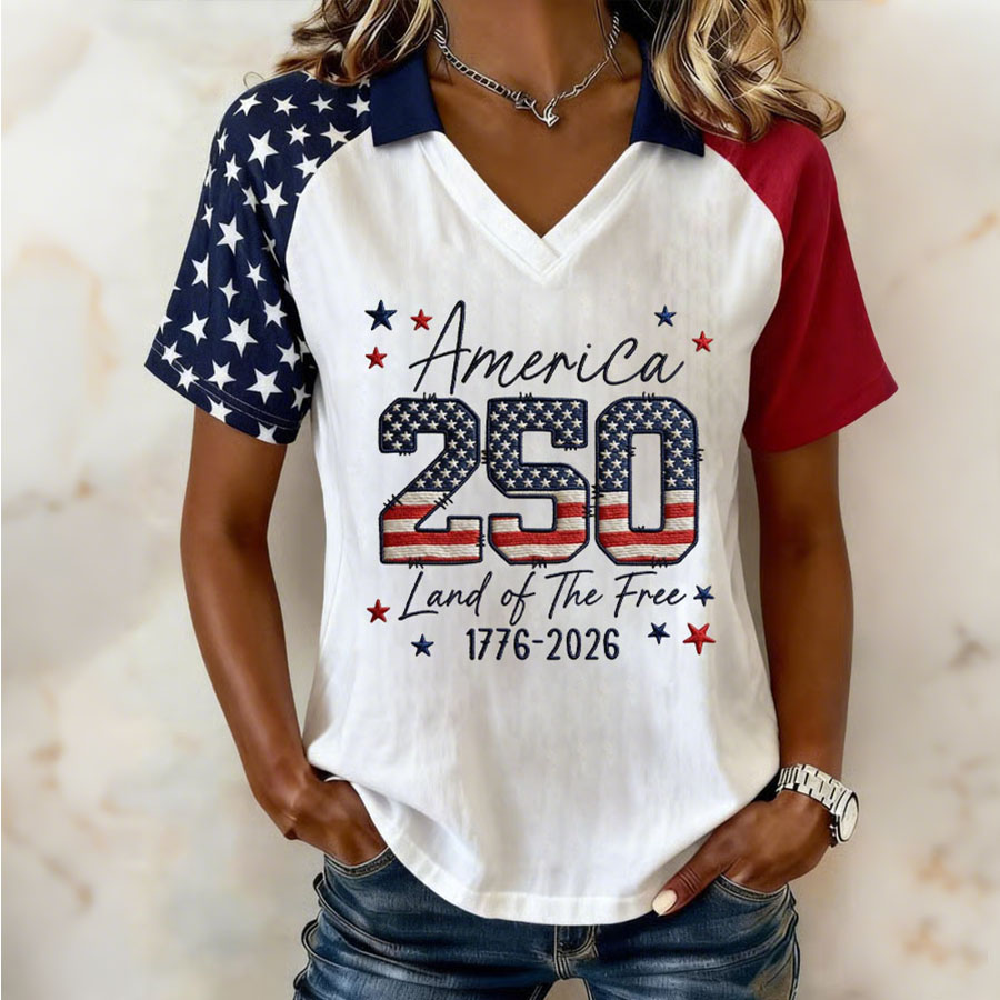 Women'S American Independence Day 250Th Anniversary Printed Short Sleeved T-Shirt