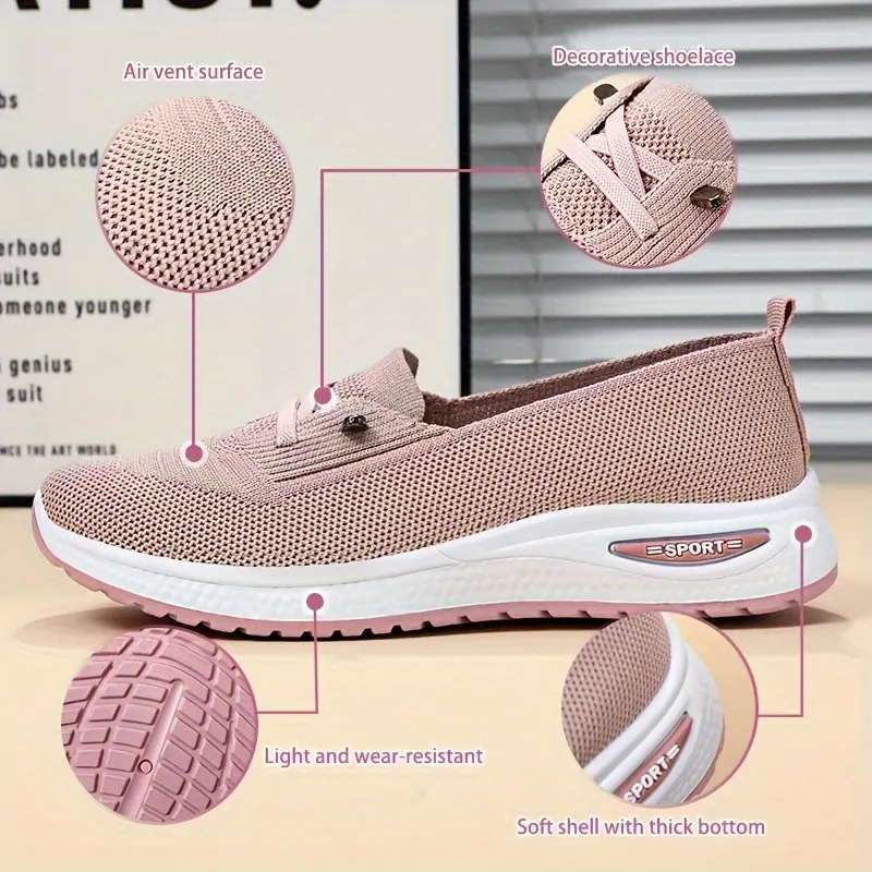 Women's Slip-On Knit Sneakers | Lightweight Breathable Comfort Casual Shoes Slip On Style Footwear