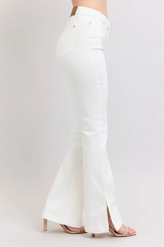 Blue Full Size High Waist Side Slit Slim Bootcut Jeans Plus Size