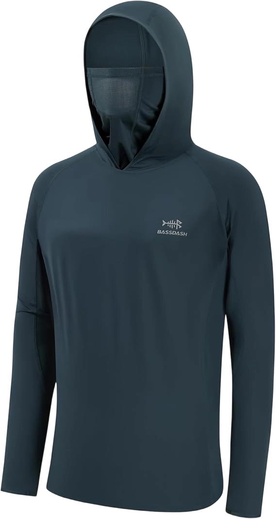 ☀️☀️UPF 50+ Men’s Long Sleeve Fishing Shirt with Mask UV Neck Gaiter Hoodie