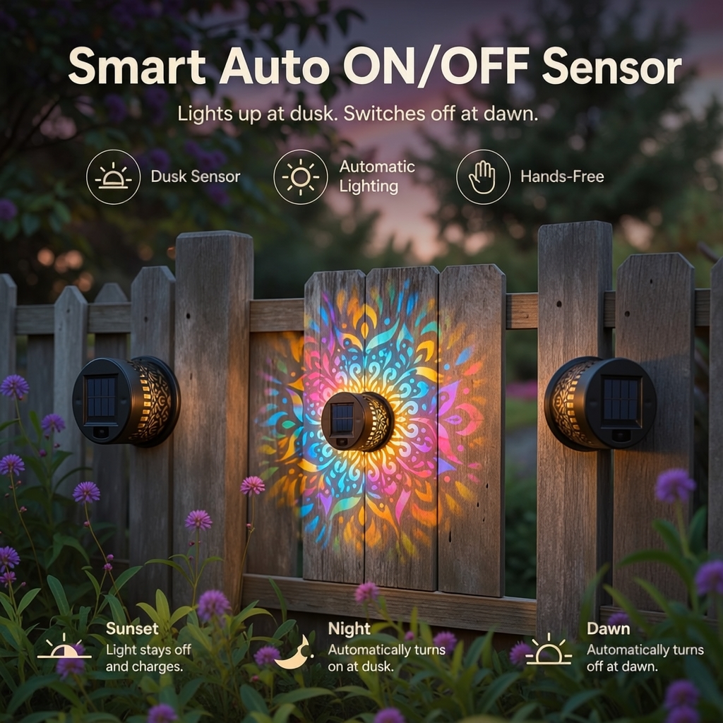 65K+ SOLD!✨Solar Mandala Wall Light | Outdoor Garden Fence Projector Lamp 🪐🌌