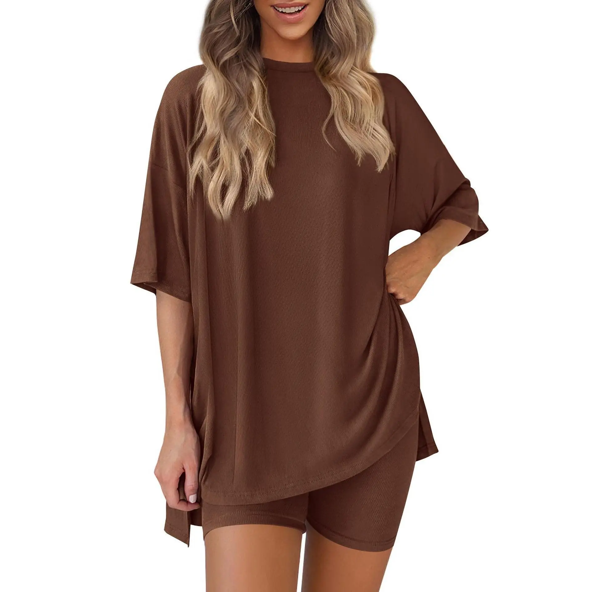 Women's Summer Casual Two-Piece Set: Minimalist Loungewear crafted from soft viscose fabric
