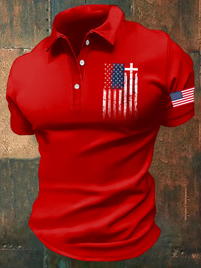 Men's America 250th Anniversary Print Casual Polo Shirt