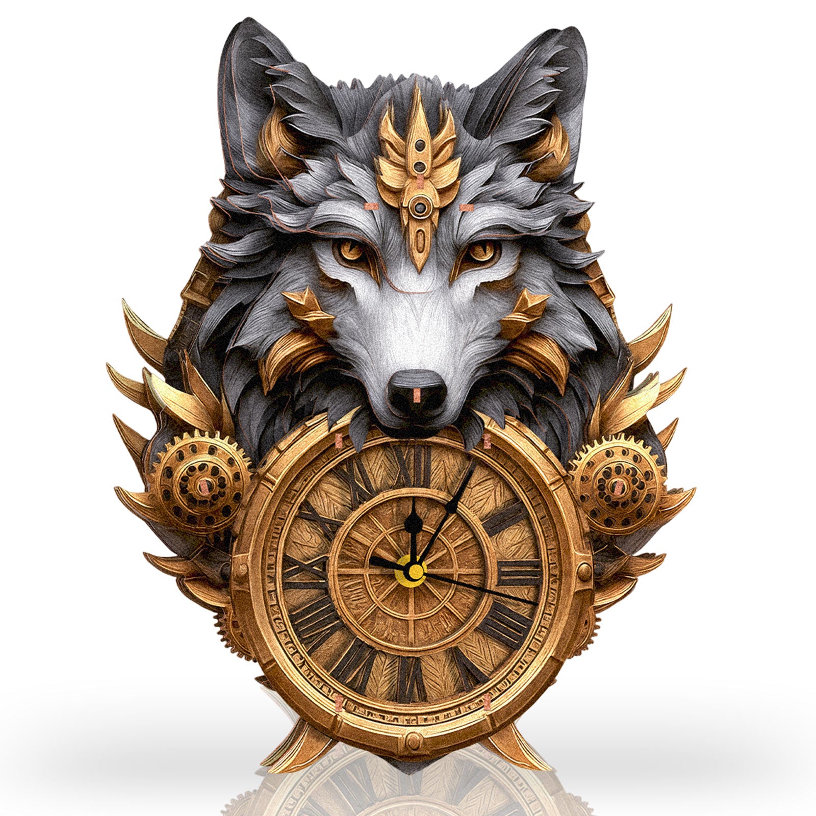Gray WolfDIY Wooden Clock, 3D Puzzle Craft Kit