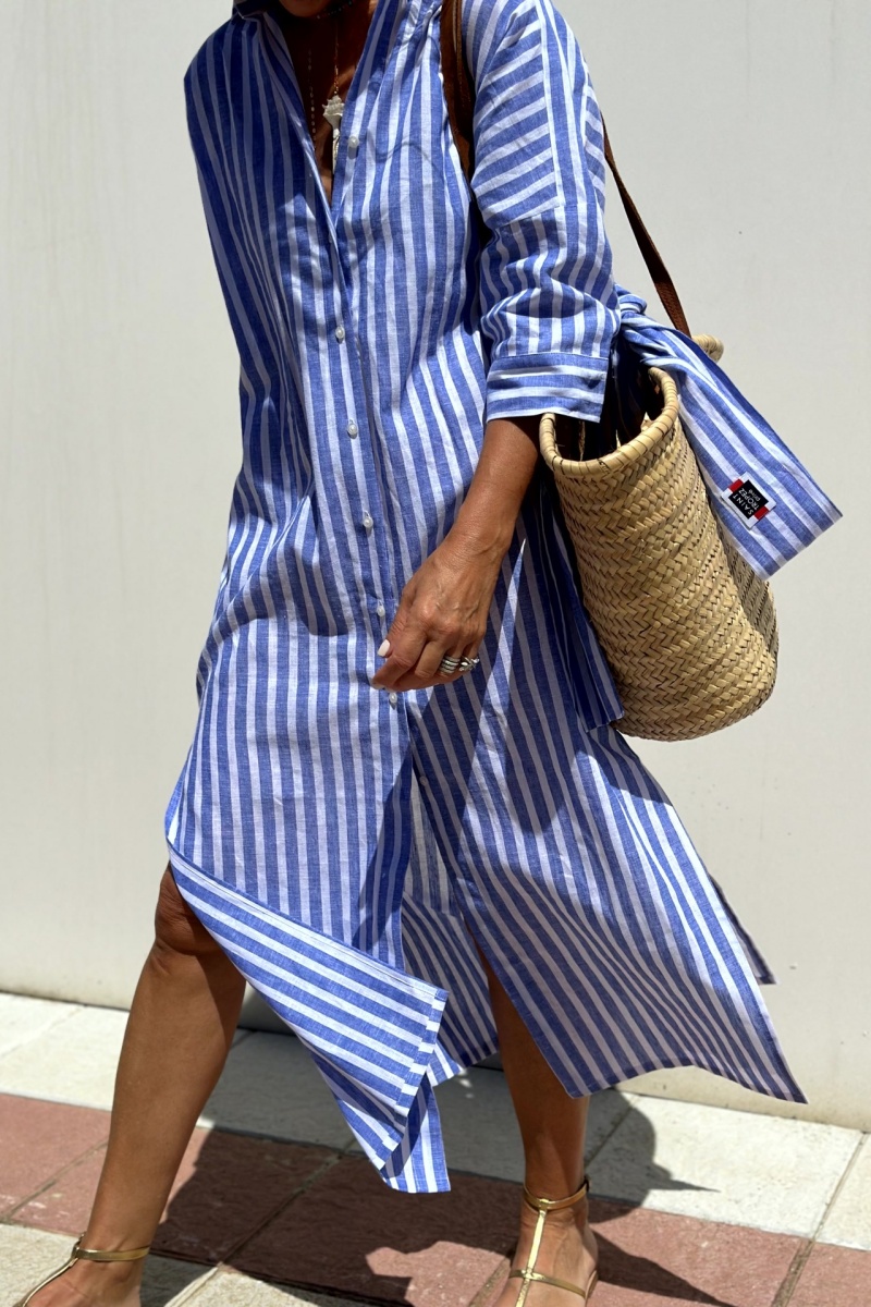Keira Striped Cotton Shirt Dress