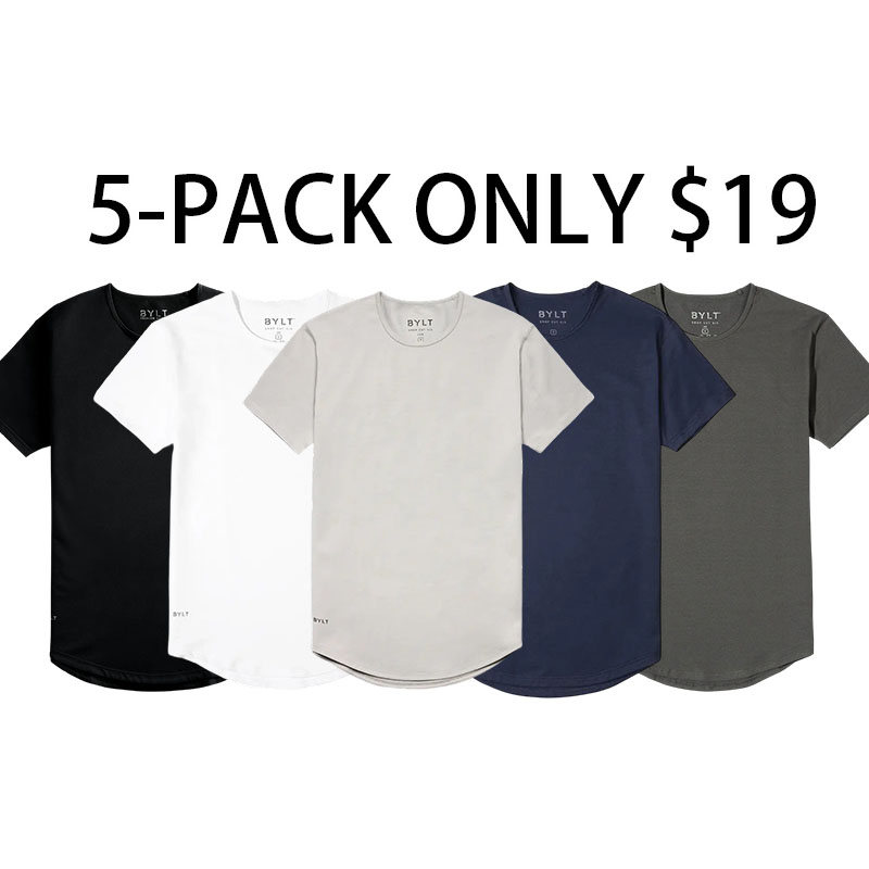 Men Fitted Crewneck Tee with 4-Way Stretch & Wrinkle-Resistant Fabric