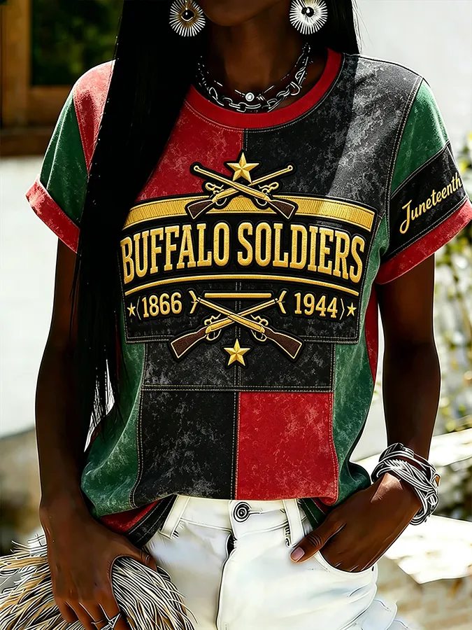 Women'S  Buffalo Soldier Printed Casual T-Shirt