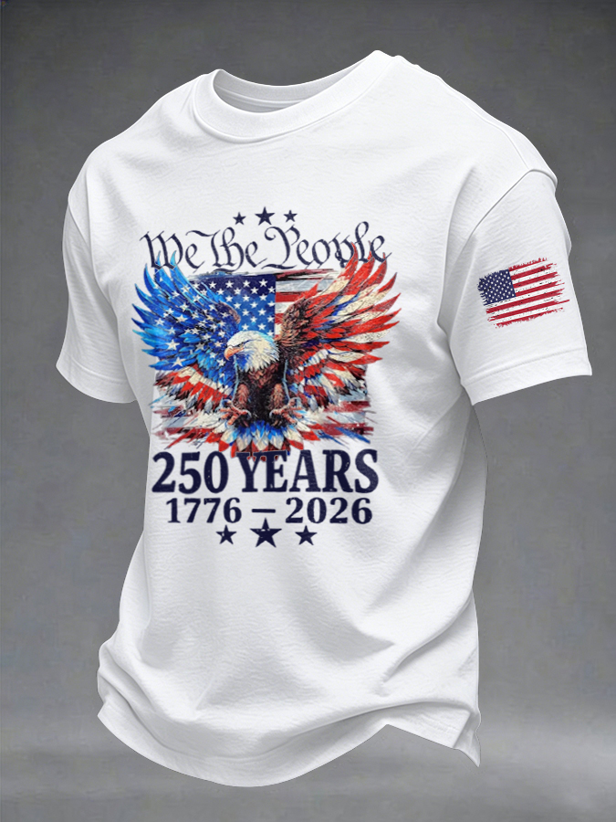 Men'S American Anniversary Flag Printed T-Shirt