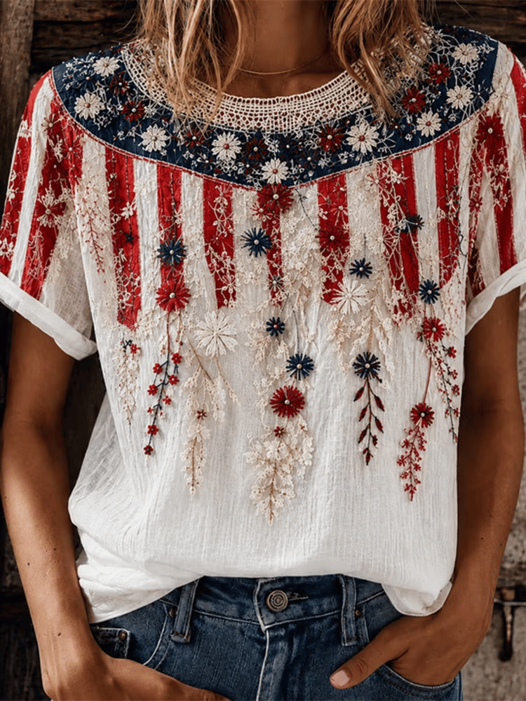 Women's 250th Anniversary Printed Casual Crew-Neck T-Shirt