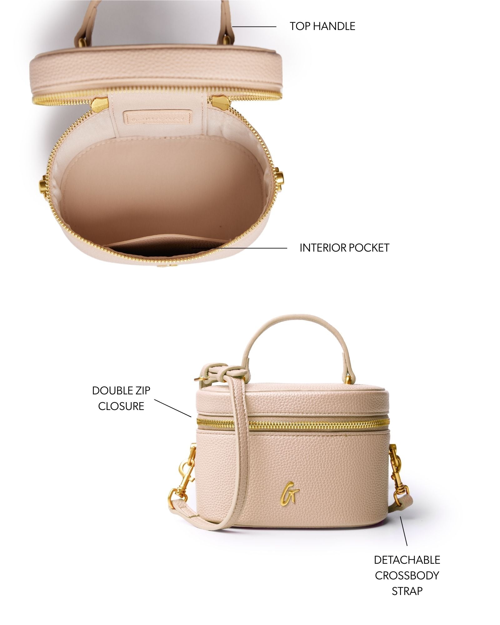MINI PEBBLE VANITY BAG - NUDE