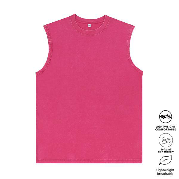 3-Pack Vintage Acid Wash Tank Tops, Heavyweight Cotton Unisex Sleeveless Shirts