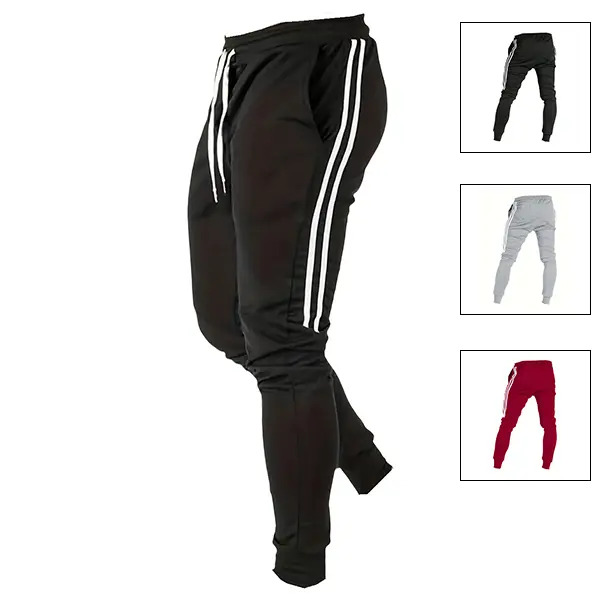 Men's long sweatpants (extending past the ankle) featuring a side-stripe design, combining casual style with comfort.