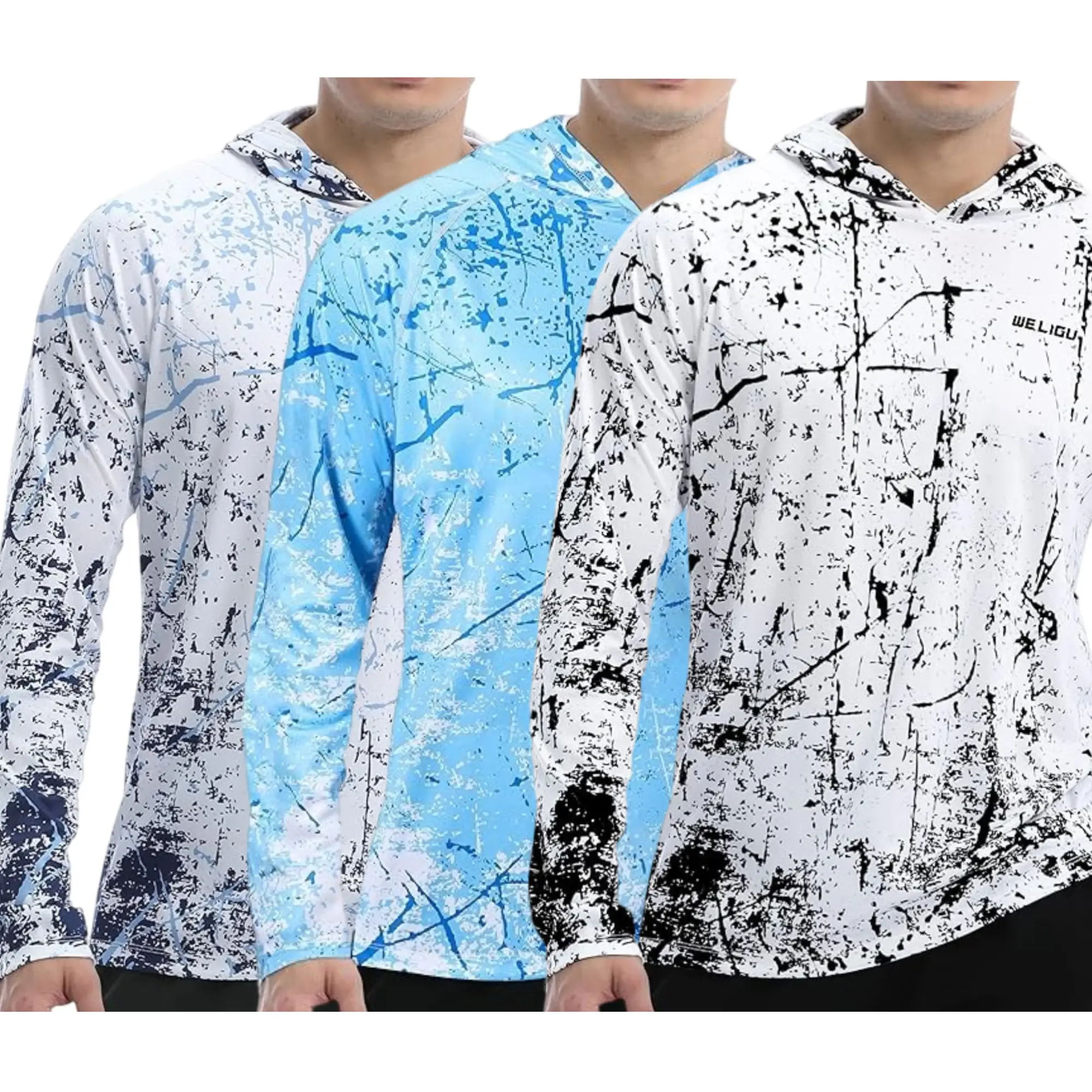 Men's UPF 50+ Sun Protection Hoodie Shirt Long Sleeve SPF Fishing Outdoor UV Hiking Lightweight Shirts