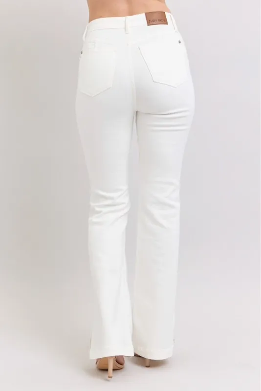 Blue Full Size High Waist Side Slit Slim Bootcut Jeans Plus Size