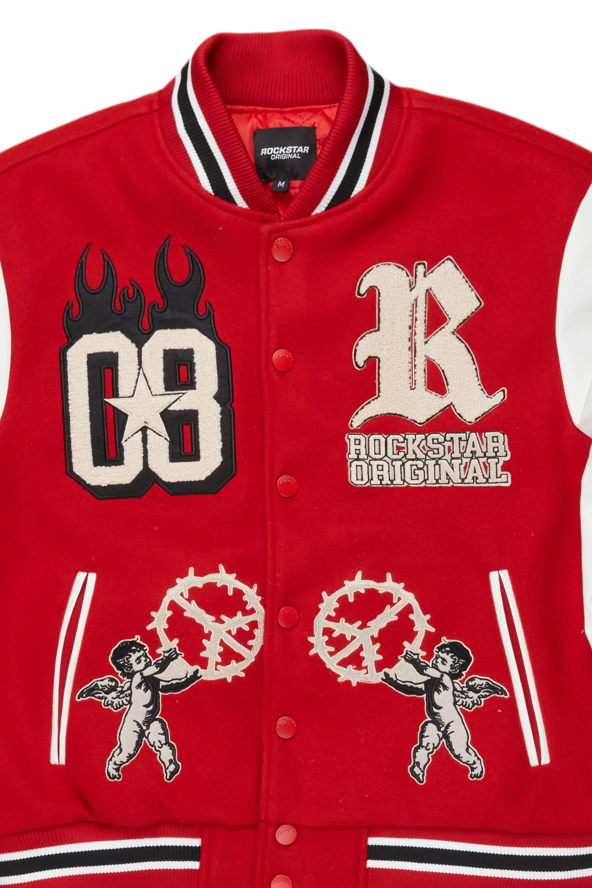 Vielsa Red Oversized Varsity Jacket