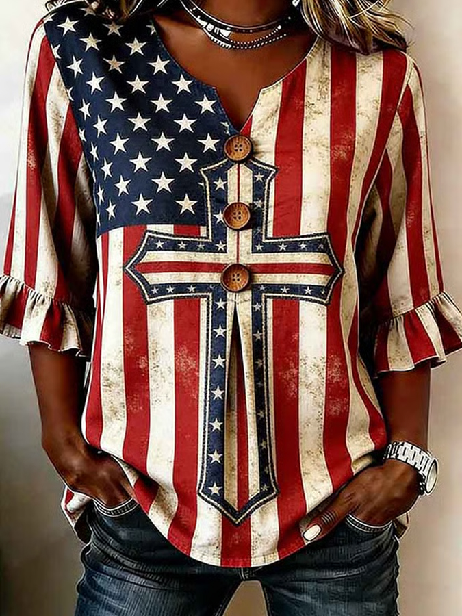 Women'S Flag Printed Top