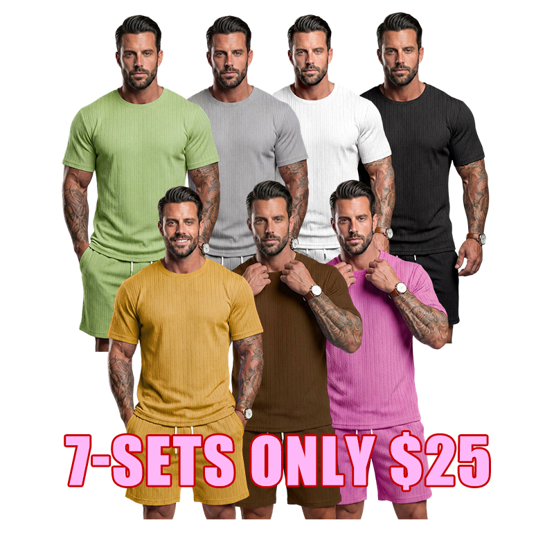 🌴 Men's Textured 2-Piece Summer Lounge Set