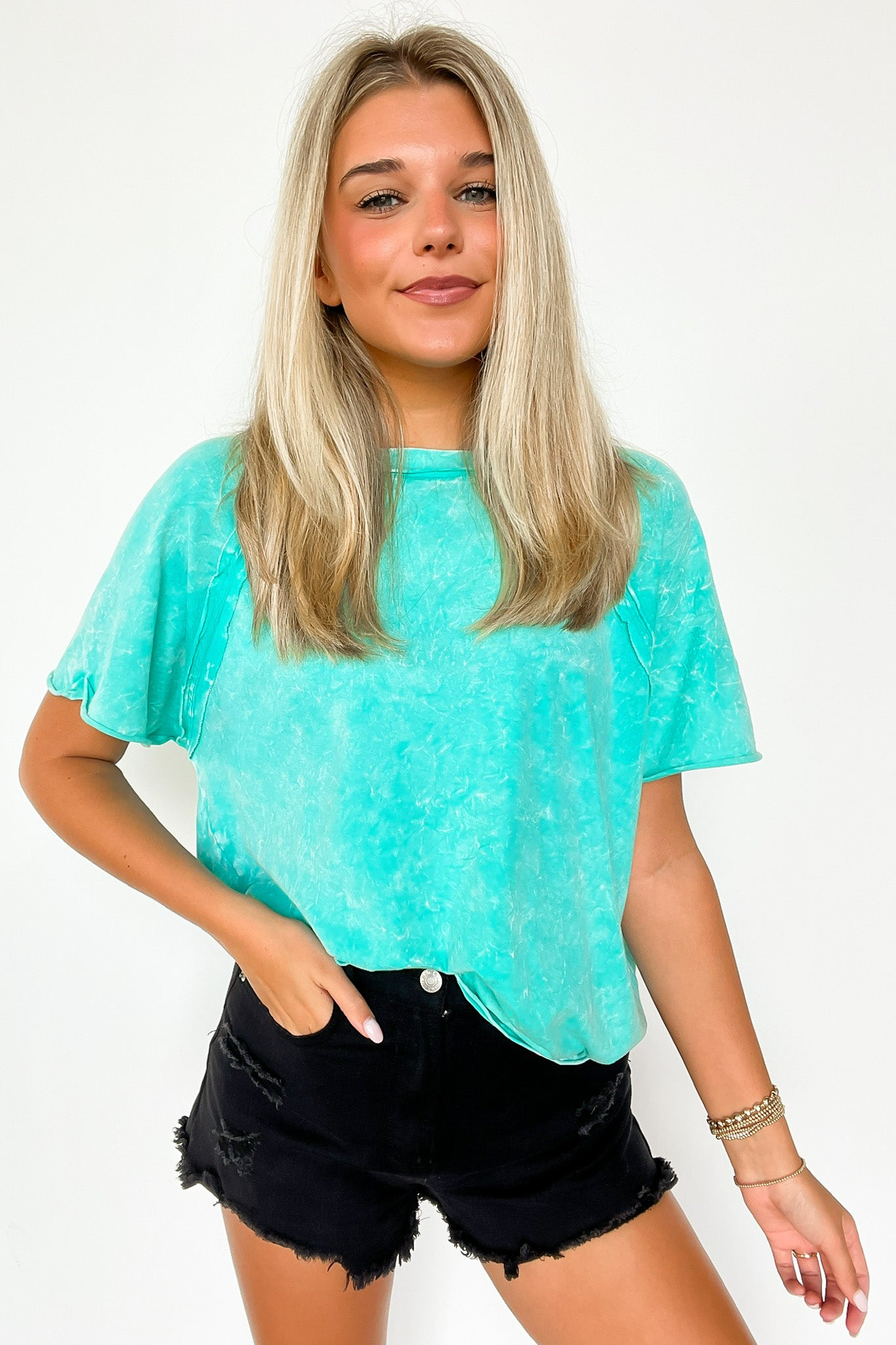 Mother's Day Sale💕Mineral Wash Relaxed Fit Top