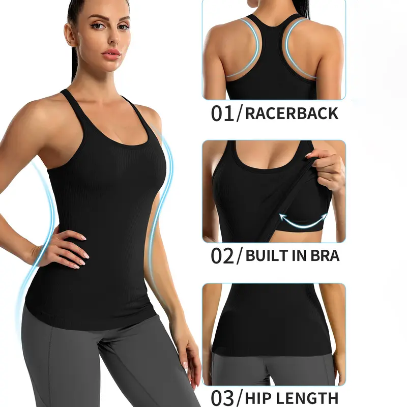 Women's built-in bra sports vest