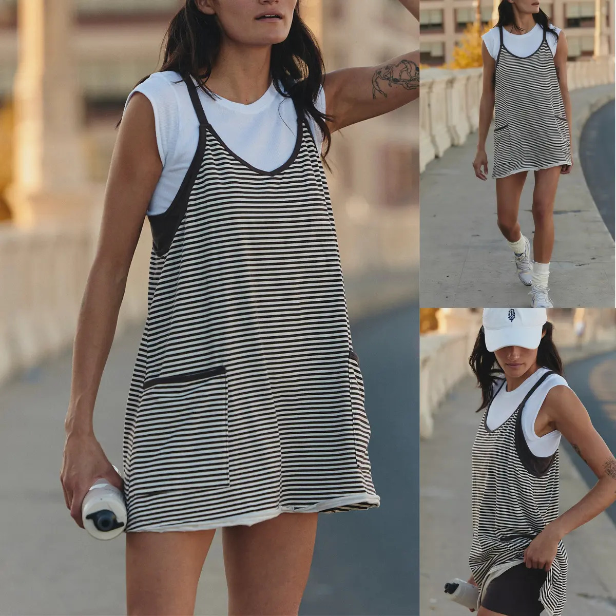 Women's Summer Sleeveless Striped Mini Dress