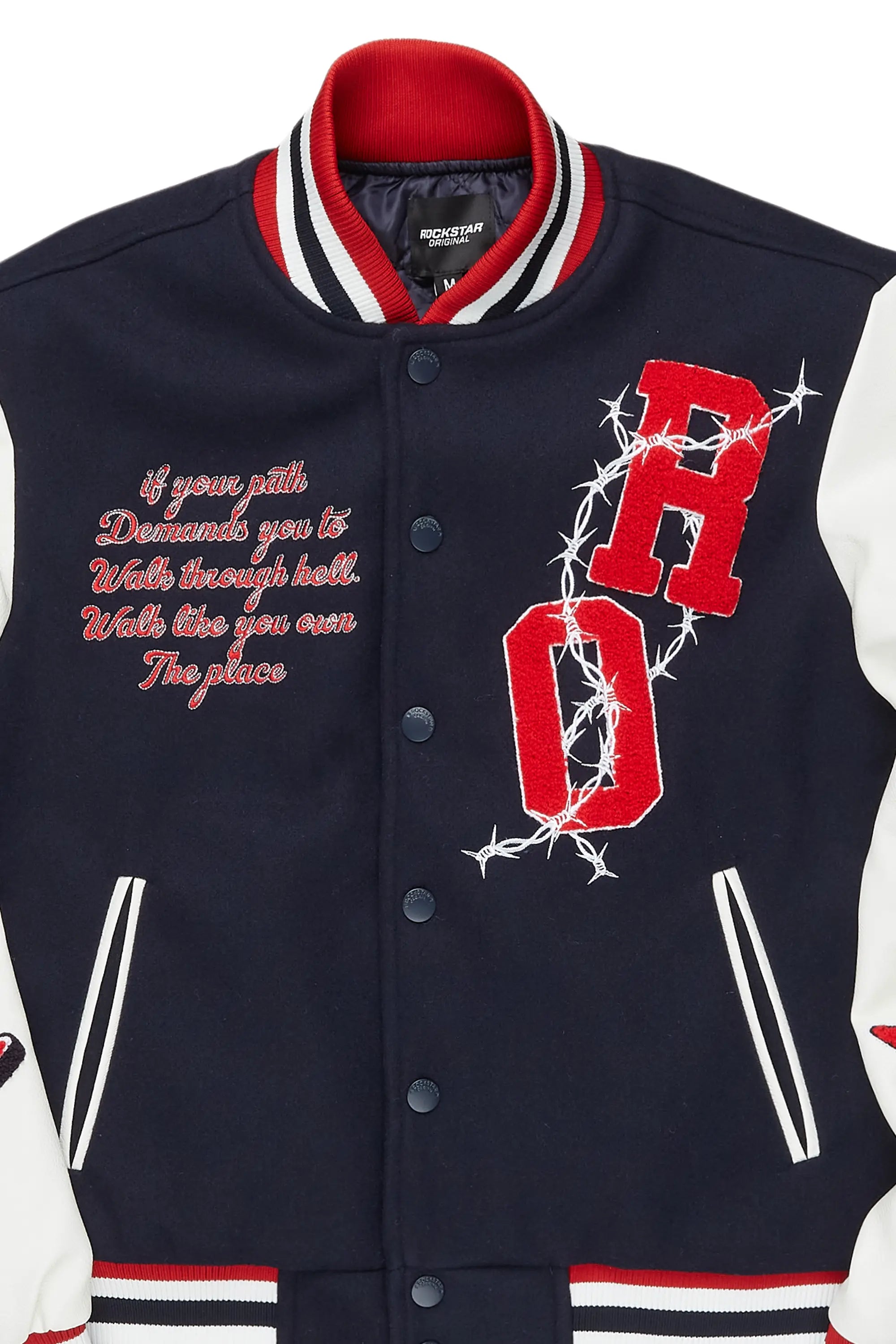 Sherniqua Navy Oversized Varsity Jacket