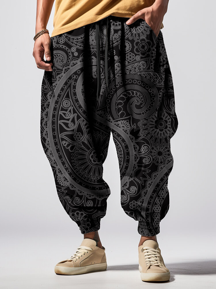 Men's Vintage Gear Pattern Art Print Casual Sweatpants