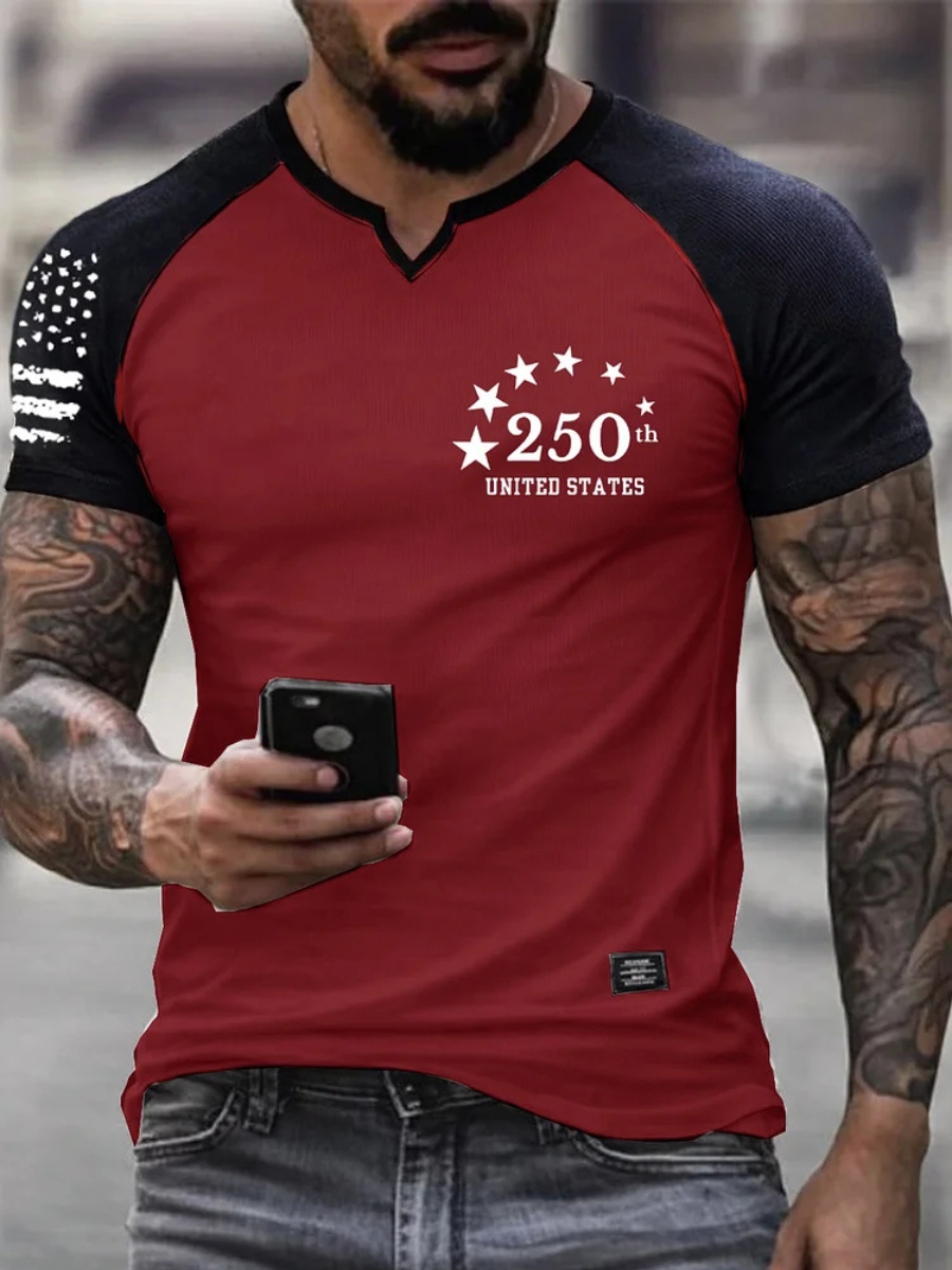 Men's Retro Patriotic Pattern Printed T-Shirt