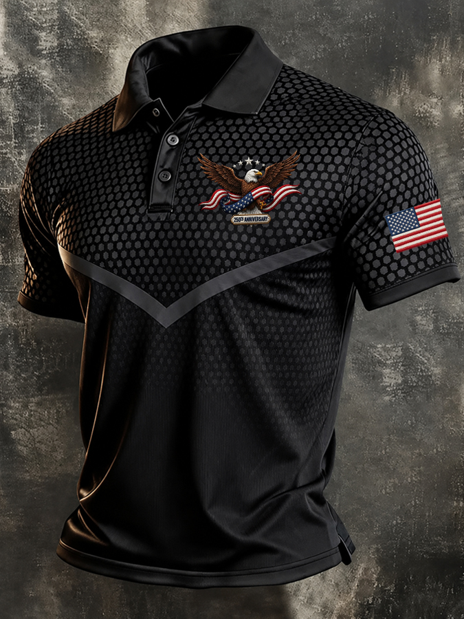 Men's The United States Of America Print Casual Polo Shirt
