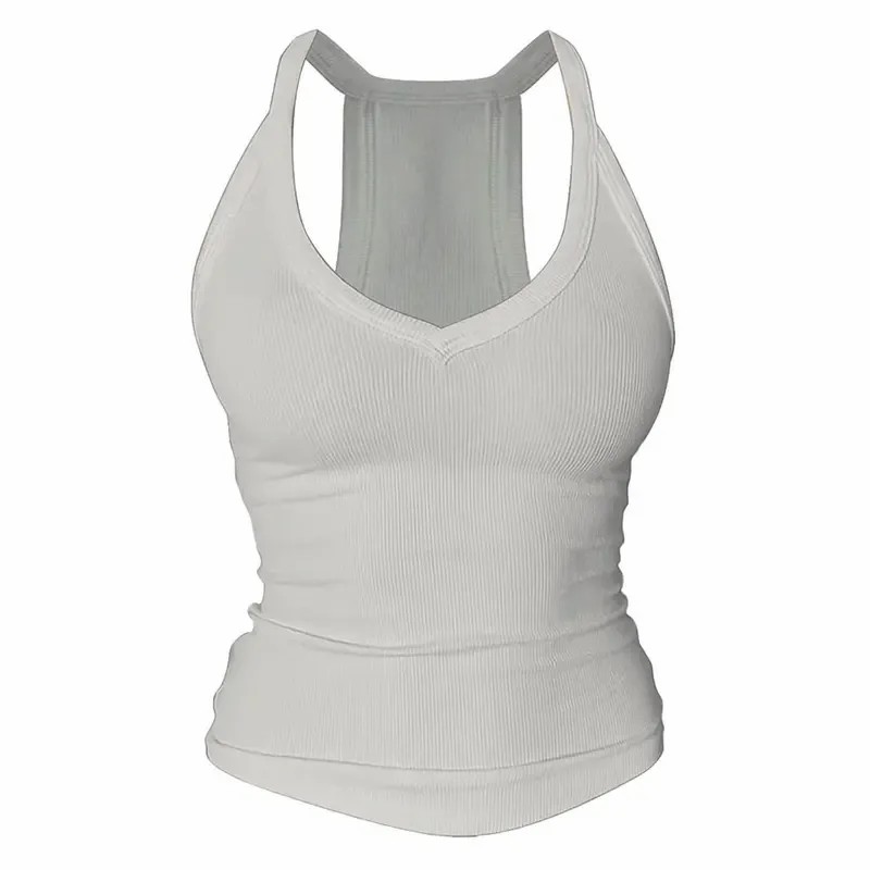 Built-in bust support, sleeveless backless slim-fit basic tank top