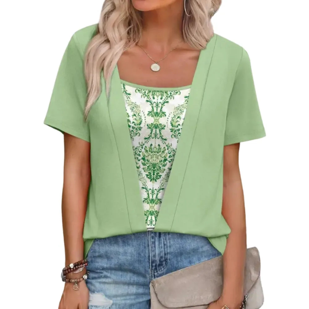 🔥8-PACK $24 - Women's 2-in-1 Short Sleeve Summer Casual Blouse