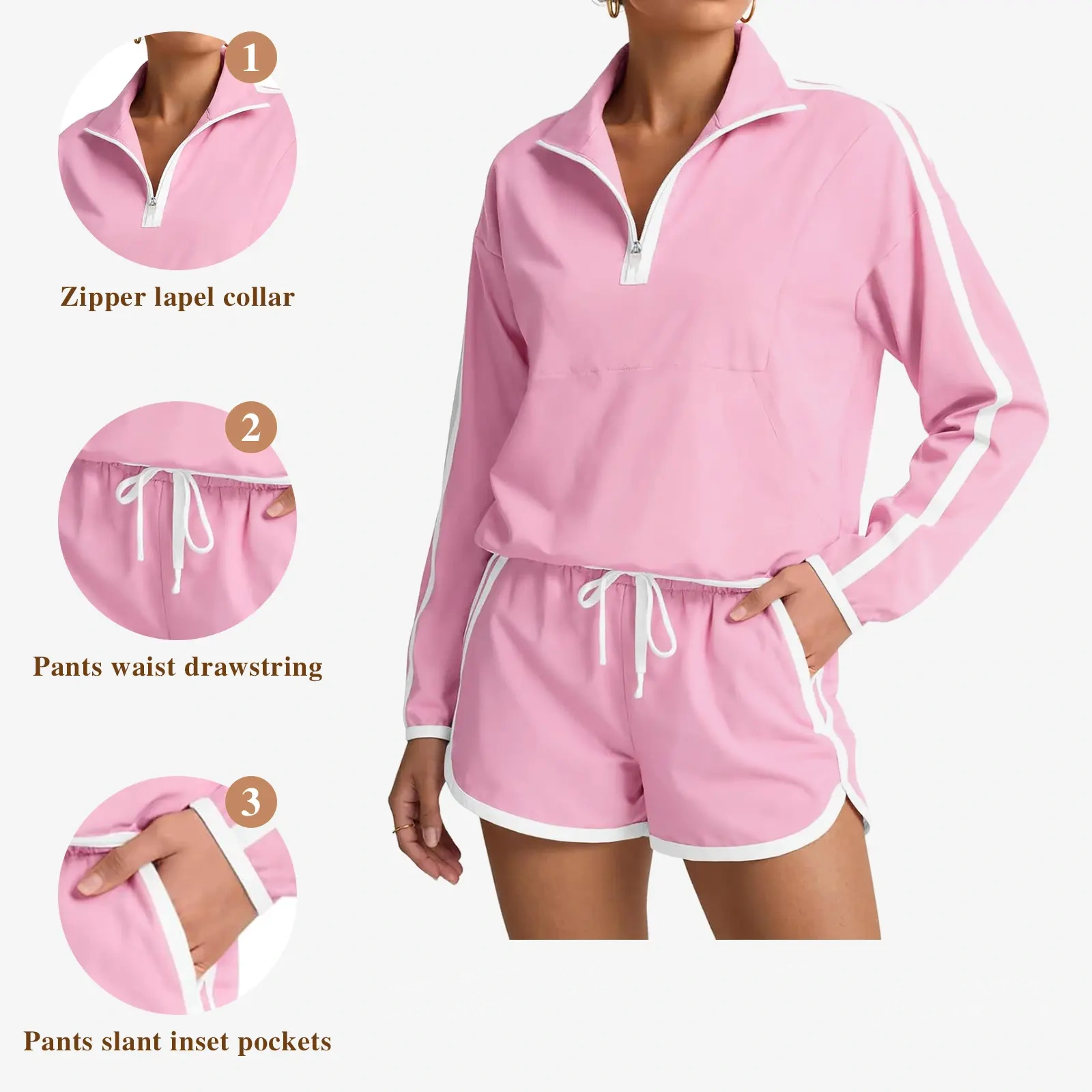 Long Sleeve Pullover & Shorts Casual Outfit