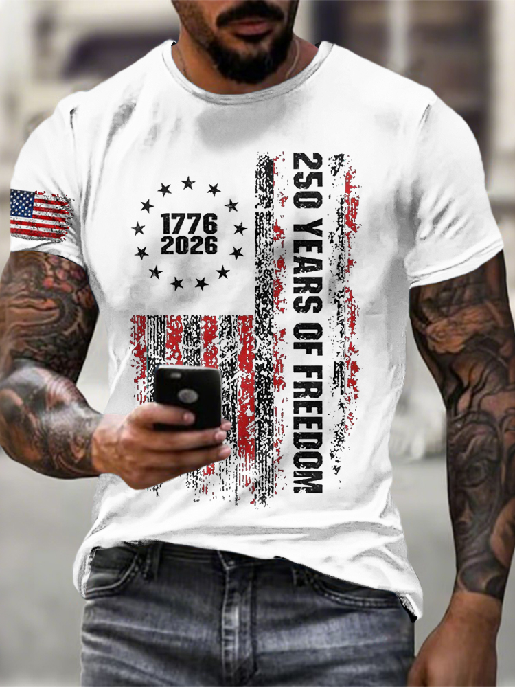 Men'S American Flag Commemorative 250Th Anniversary Classic Pattern Short Sleeve T-Shirt