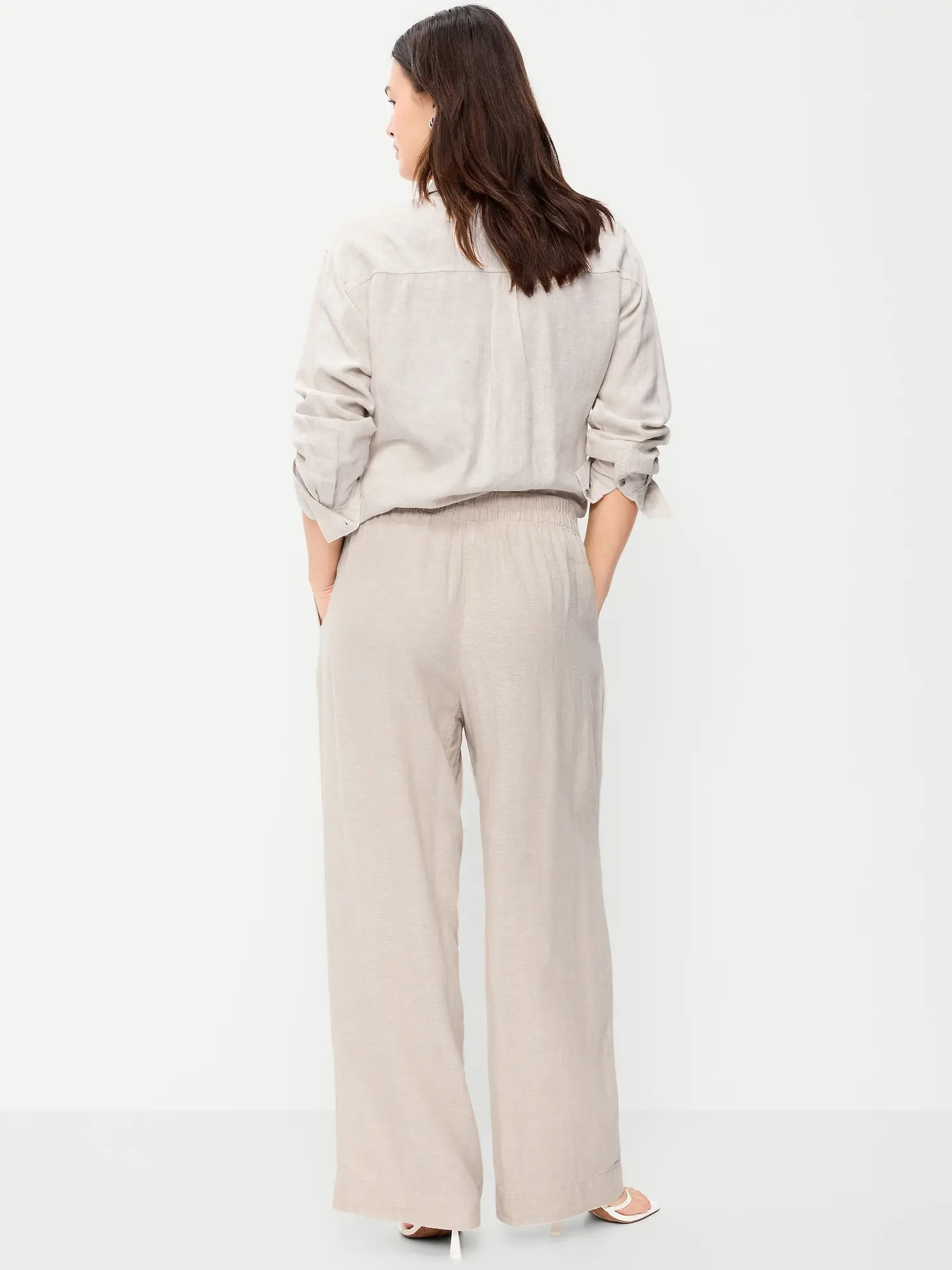 Old Navy Women's High-Waisted Linen-Blend Wide-Leg Pants